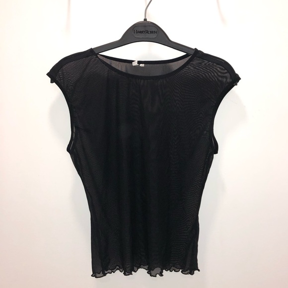 Sheer Fitted Black Mesh Top - Picture 3 of 3